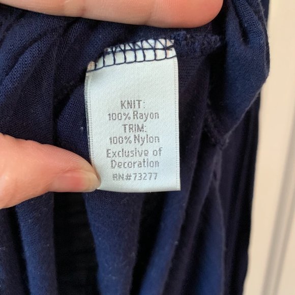 Lauren Conrad Long Sleeve Mesh Knit Navy Blouse - Picture 7 of 8